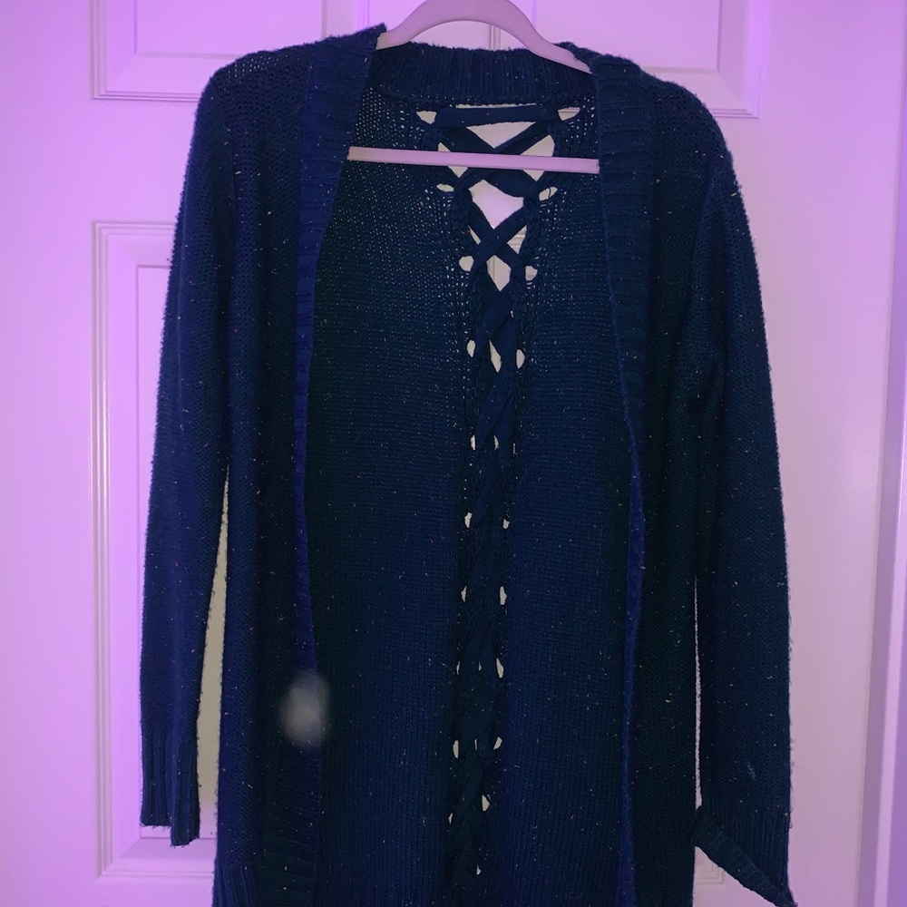 Green speckled cardigan